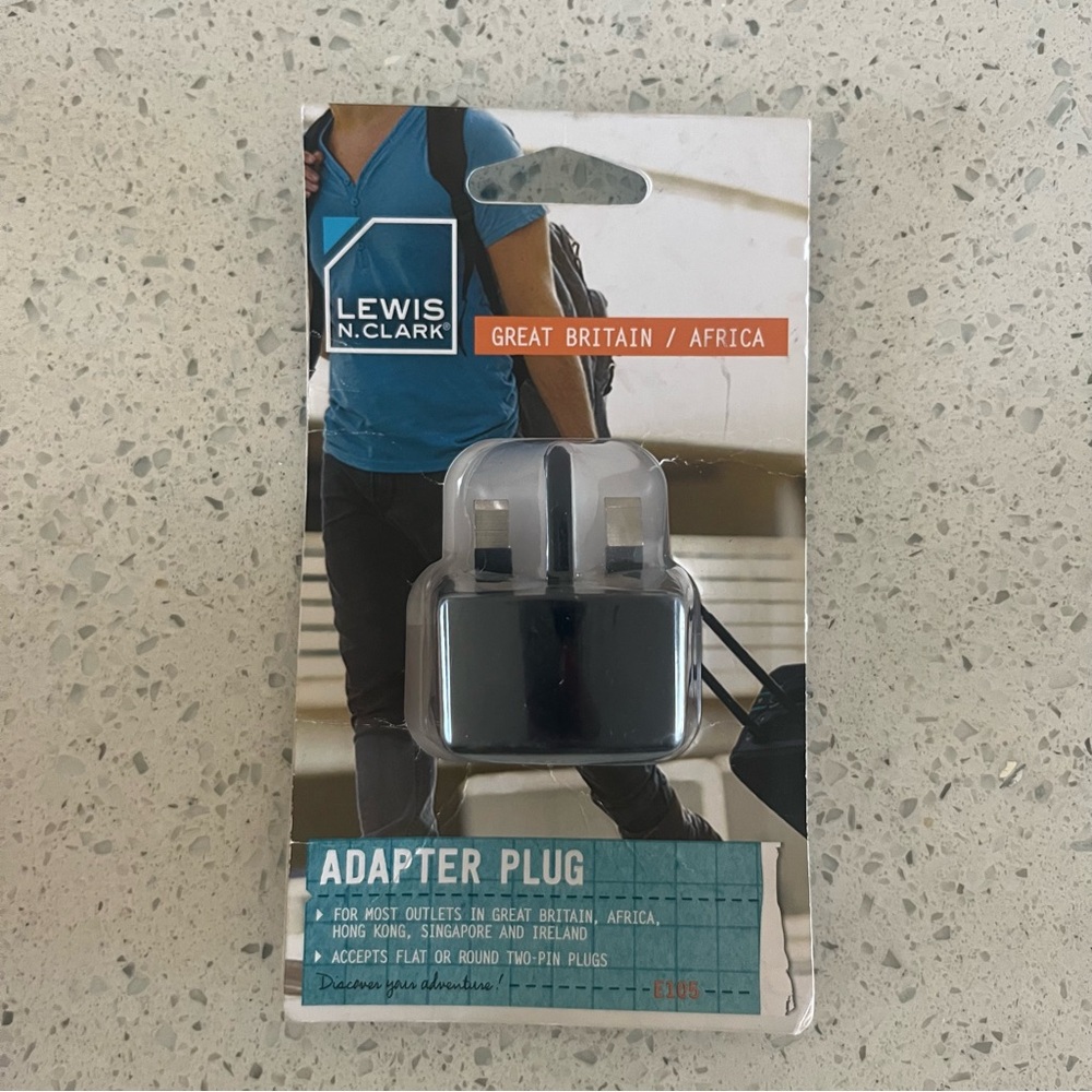 Lewis N. Clark Black Travel Adapter Plug for Great Britain & Africa